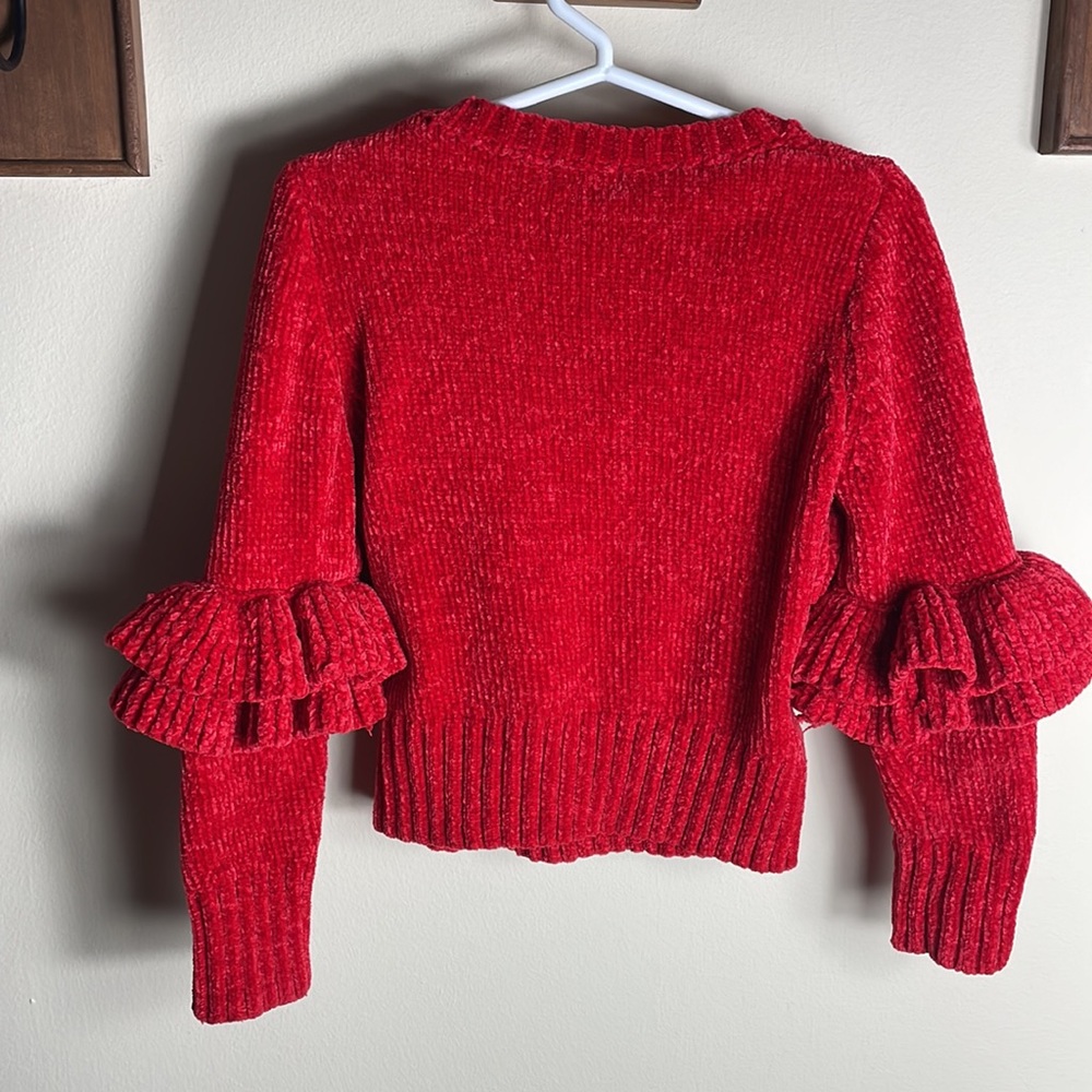 Cat & Jack Red Ruffle Sweater - Picture 2 of 3